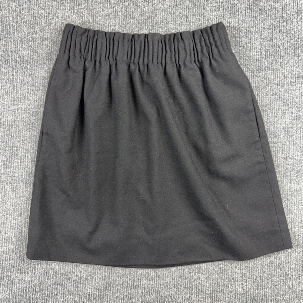 J Crew Skirt Womens 2 Black Wool Blend Pencil Short‎ Elastic Waist Lined Stretch